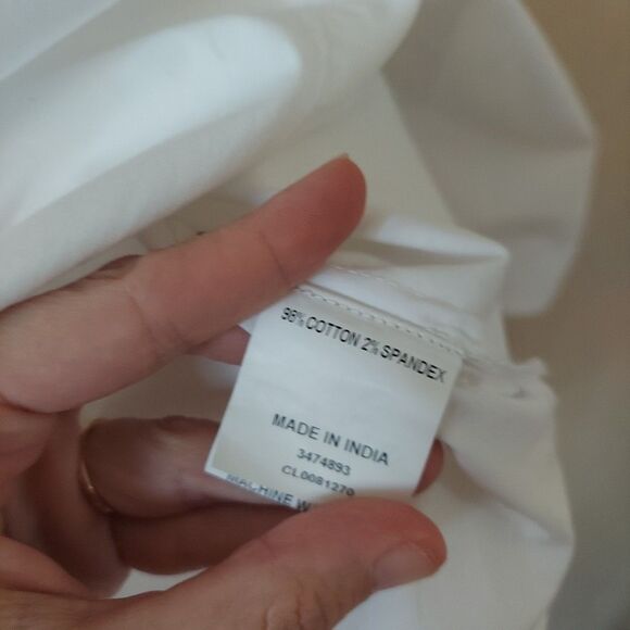 Zapelle White Burton Up Tunic Shirt Pleated Defined Waist Stretch Cotton Sz 1X - Picture 5 of 11